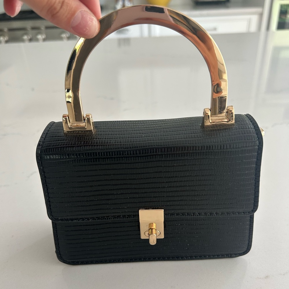 Moda Luxe Black Faux Leather Mini Purse
